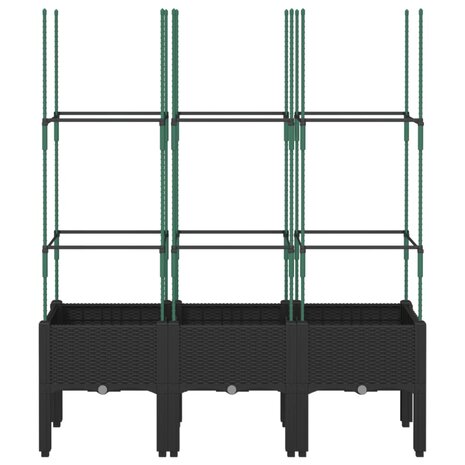 Plantenbak met latwerk 120x40x142,5 cm polypropeen zwart 3