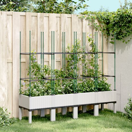 Plantenbak met latwerk 160x40x142,5 cm polypropeen wit 1