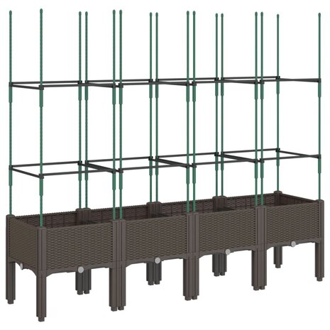 Plantenbak met latwerk 160x40x142,5 cm polypropeen bruin 2