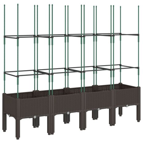 Plantenbak met latwerk 160x40x142,5 cm polypropeen bruin 5