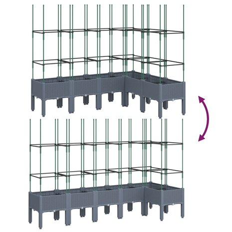 Plantenbak met latwerk 160x120x142,5 cm polypropeen grijs 6