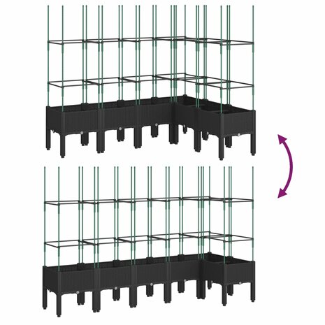 Plantenbak met latwerk 160x120x142,5 cm polypropeen zwart 6