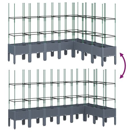 Plantenbak met latwerk 200x160x142,5 cm polypropeen grijs 6