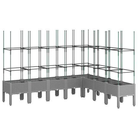 Plantenbak met latwerk 200x160x142,5 cm polypropeen lichtgrijs 2