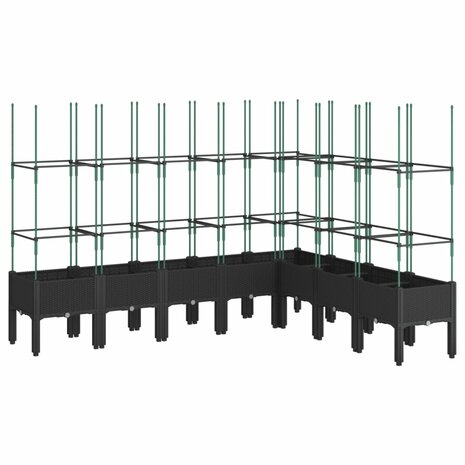 Plantenbak met latwerk 200x160x142,5 cm polypropeen zwart 2