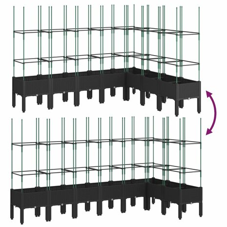 Plantenbak met latwerk 200x160x142,5 cm polypropeen zwart 6