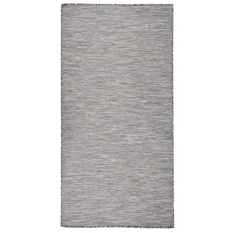 Buitenkleed platgeweven 100x200 cm bruin en blauw 1