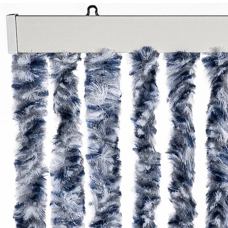 Vliegengordijn 56x185 cm chenille blauw, wit en zilver 4