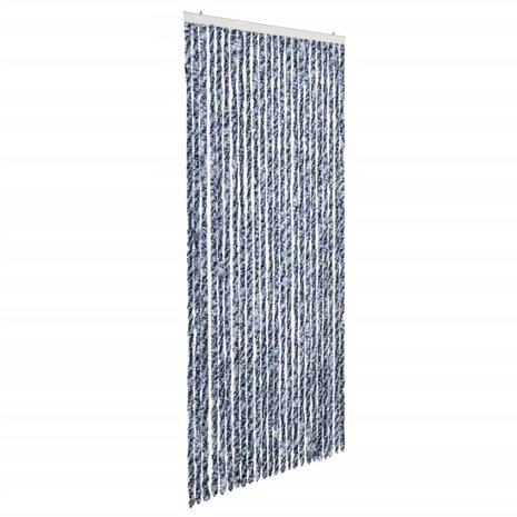 Vliegengordijn 100x220 cm chenille blauw, wit en zilver 2