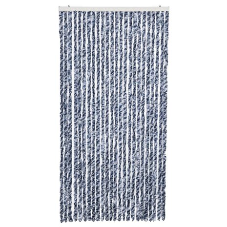 Vliegengordijn 100x220 cm chenille blauw, wit en zilver 3