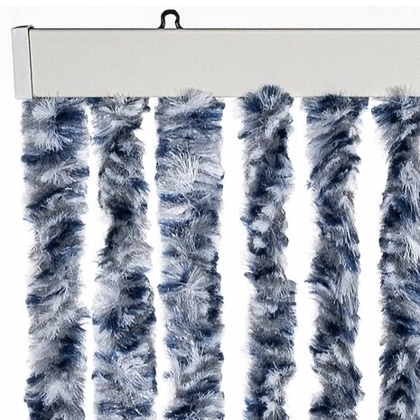 Vliegengordijn 100x220 cm chenille blauw, wit en zilver 4