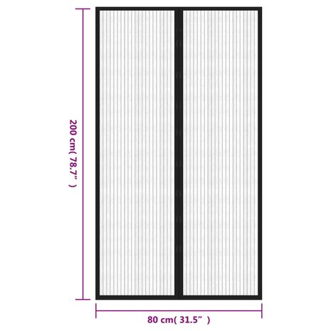 Insectendeurgordijnen 2 st magnetisch 200x80 cm zwart 8