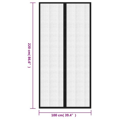 Insectendeurgordijnen 2 st magnetisch 220x100 cm zwart 8