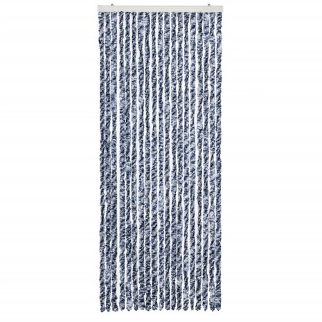 Vliegengordijn 56x200 cm chenille blauw en wit 3