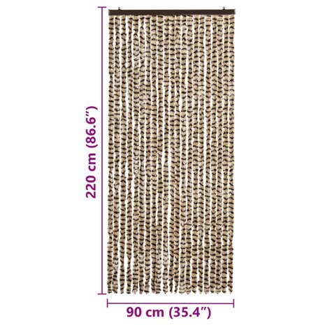 Vliegengordijn 90x220 cm chenille beige en bruin 7