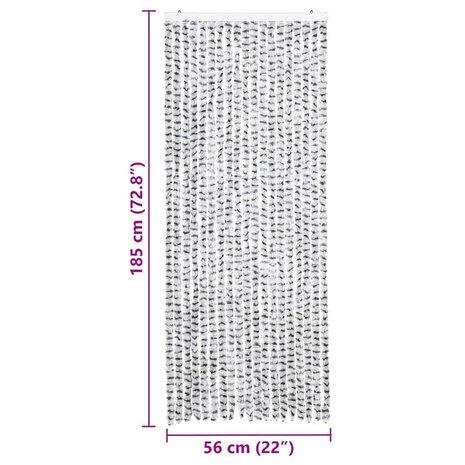 Vliegengordijn 56x185 cm chenille licht- en donkergrijs 7