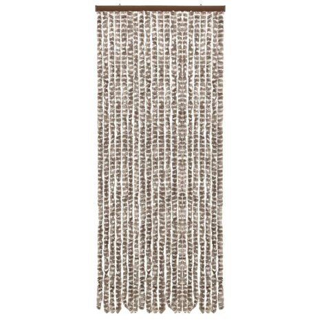 Vliegengordijn 56x185 cm chenille taupe en wit 2