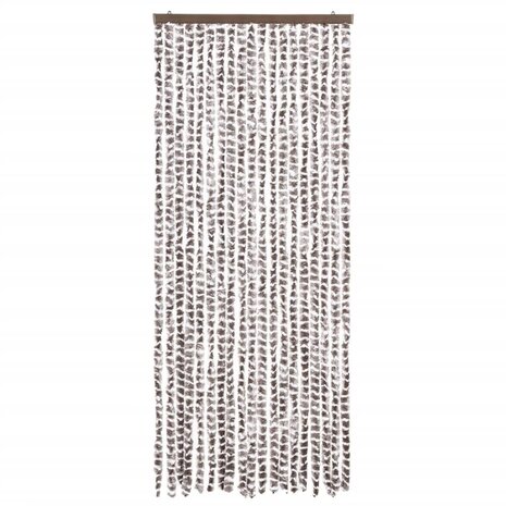 Vliegengordijn 56x185 cm chenille taupe en wit 3