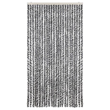 Vliegengordijn 100x230 cm chenille grijs en zwart-wit 3