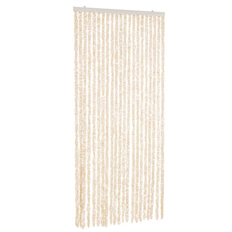 Vliegengordijn 56x200 cm chenille beige en wit 2