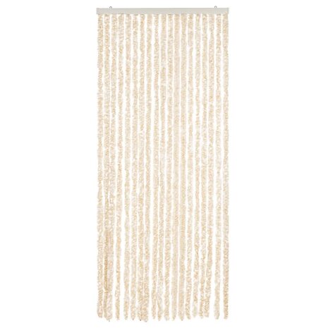 Vliegengordijn 56x200 cm chenille beige en wit 3