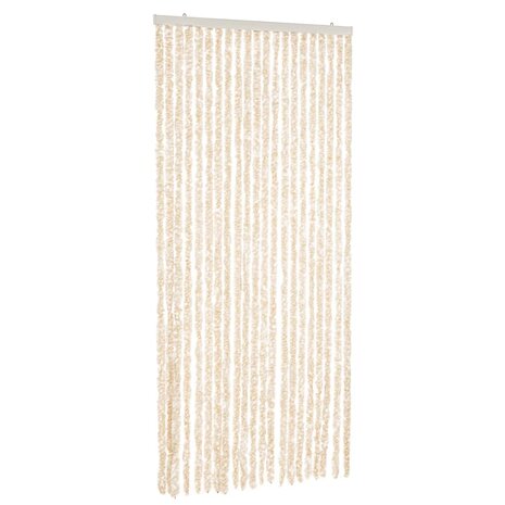 Vliegengordijn 90x220 cm chenille beige en wit 2