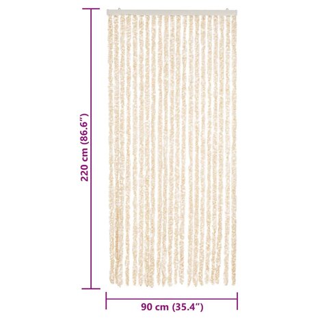 Vliegengordijn 90x220 cm chenille beige en wit 7