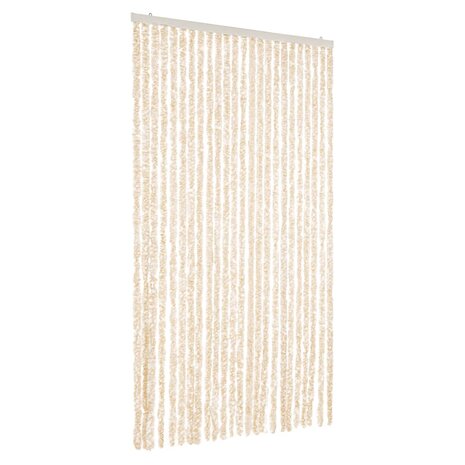 Vliegengordijn 100x230 cm chenille beige en wit 2