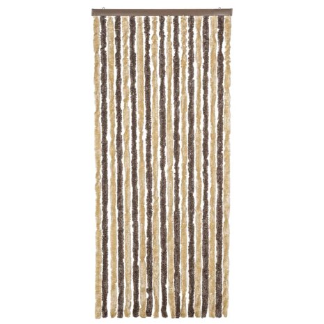 Vliegengordijn 56x185 cm chenille donkerbruin en beige 3