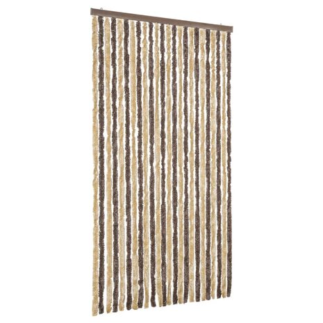 Vliegengordijn 100x230 cm chenille donkerbruin en beige 2