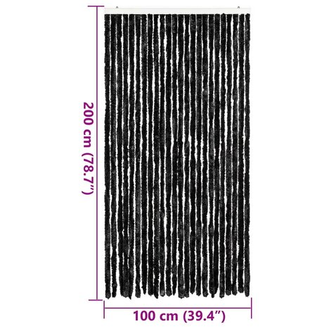 Vliegengordijn 100x200 cm chenille antracietkleurig 7