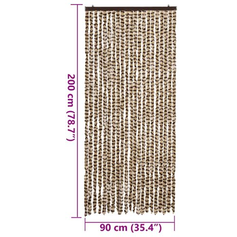 Vliegengordijn 90x200 cm chenille beige en bruin 7