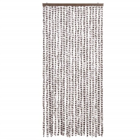 Vliegengordijn 90x200 cm chenille taupe en wit 3