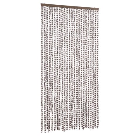 Vliegengordijn 100x200 cm chenille taupe en wit 2