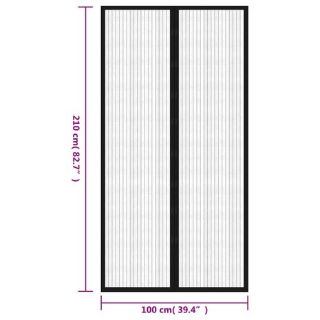 Insectendeurgordijnen 2 st magnetisch 210x100 cm zwart 8