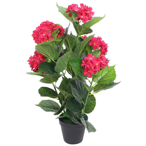 Kunst hortensia plant met pot 60 cm rood 1