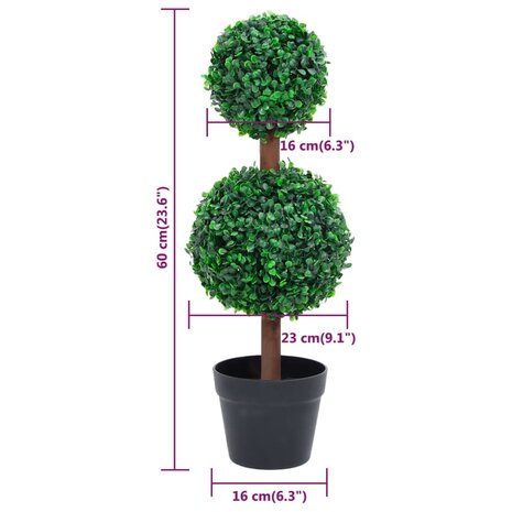 Kunstplant met pot buxus bolvorming 60 cm groen 5