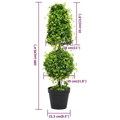 Kunstplant met pot buxus 100 cm groen 5