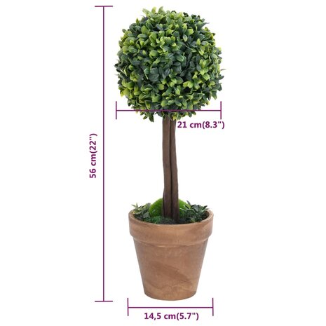 Kunstplanten met pot 2 st buxus bolvorming 56 cm groen 6