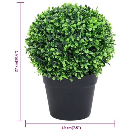 Kunstplanten met pot 2 st buxus bolvorming 27 cm groen 6