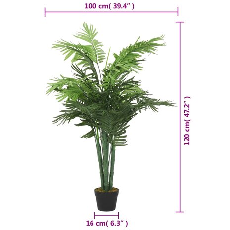 Kunstplant palmboom 28 bladeren 120 cm groen 5