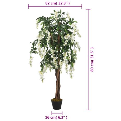 Kunstboom wisteria 560 bladeren 80 cm groen en wit 5