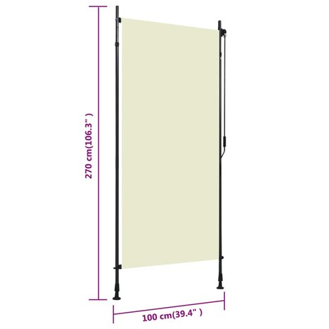 Rolgordijn voor buiten 100x270 cm crème 7