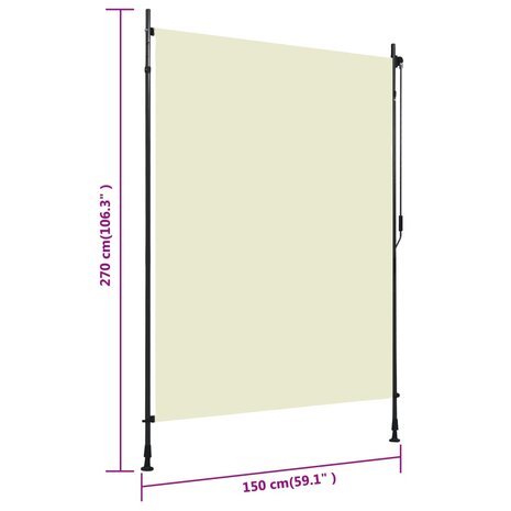 Rolgordijn voor buiten 150x270 cm crème 7