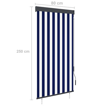 Rolgordijn voor buiten 80x250 cm blauw en wit 8