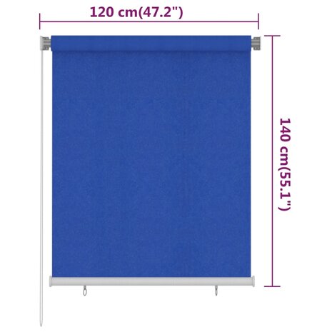 Rolgordijn voor buiten 120x140 cm HDPE blauw 6