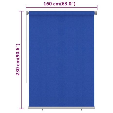 Rolgordijn voor buiten 160x230 cm HDPE blauw 6