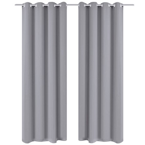 Gordijnen met metalen ringen 135 x 245 cm 2 stuks (grijs) 1