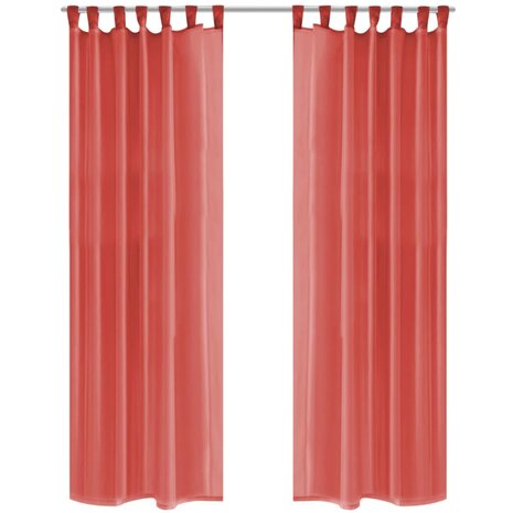 Gordijnen voile 140x225 cm rood 2 st 1