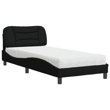 Bed met matras stof zwart 90x200 cm 2